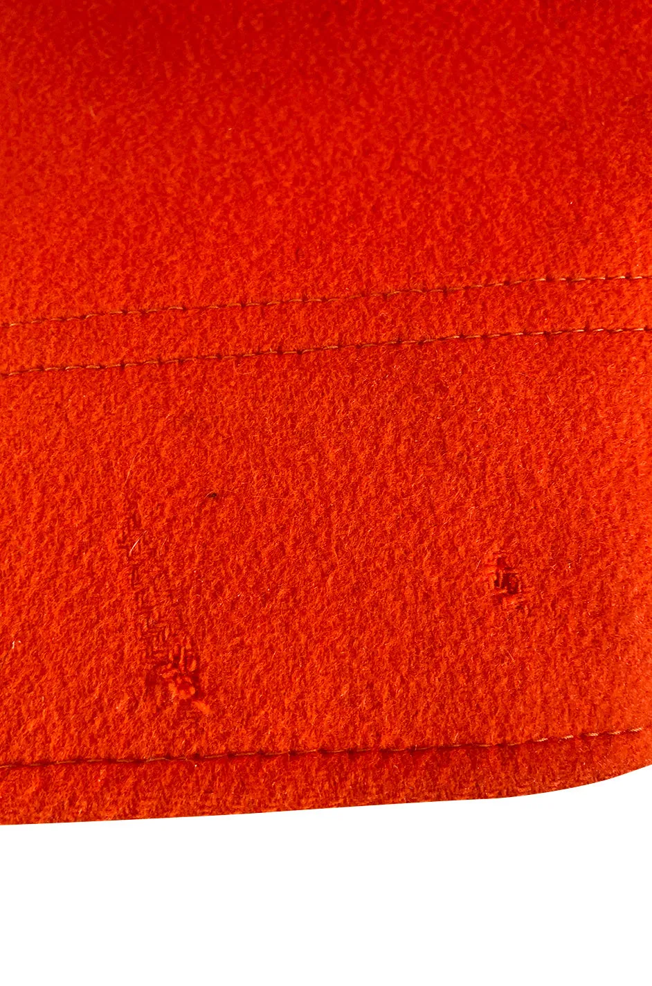 1971 Courreges Numbered Hyperbole Bright Orange Wool Coat w Quilted Interior