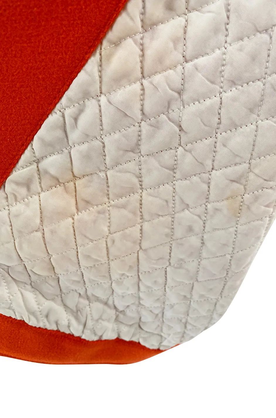 1971 Courreges Numbered Hyperbole Bright Orange Wool Coat w Quilted Interior