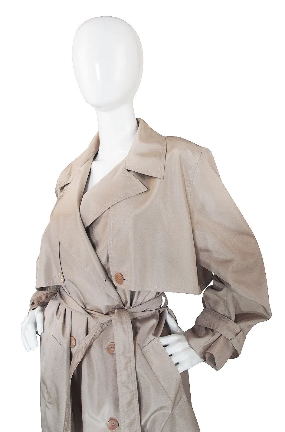 1980s Silk Look Celine Camel Trench Coat
