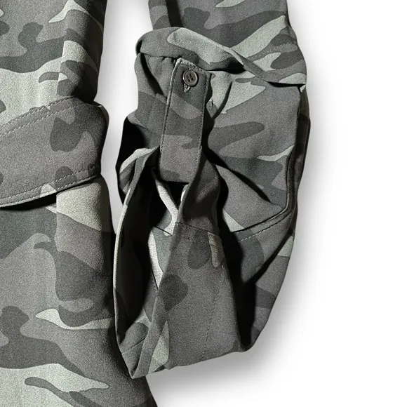 500 Maison Cinqcent Black Gray Camo Print Lightweight Belted Trench Jacket XL