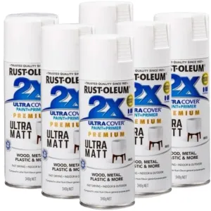 6 Cans | RUST-OLEUM 2X ULTRA COVER PAINT & PRIMER IN ONE | 357855 Matt White