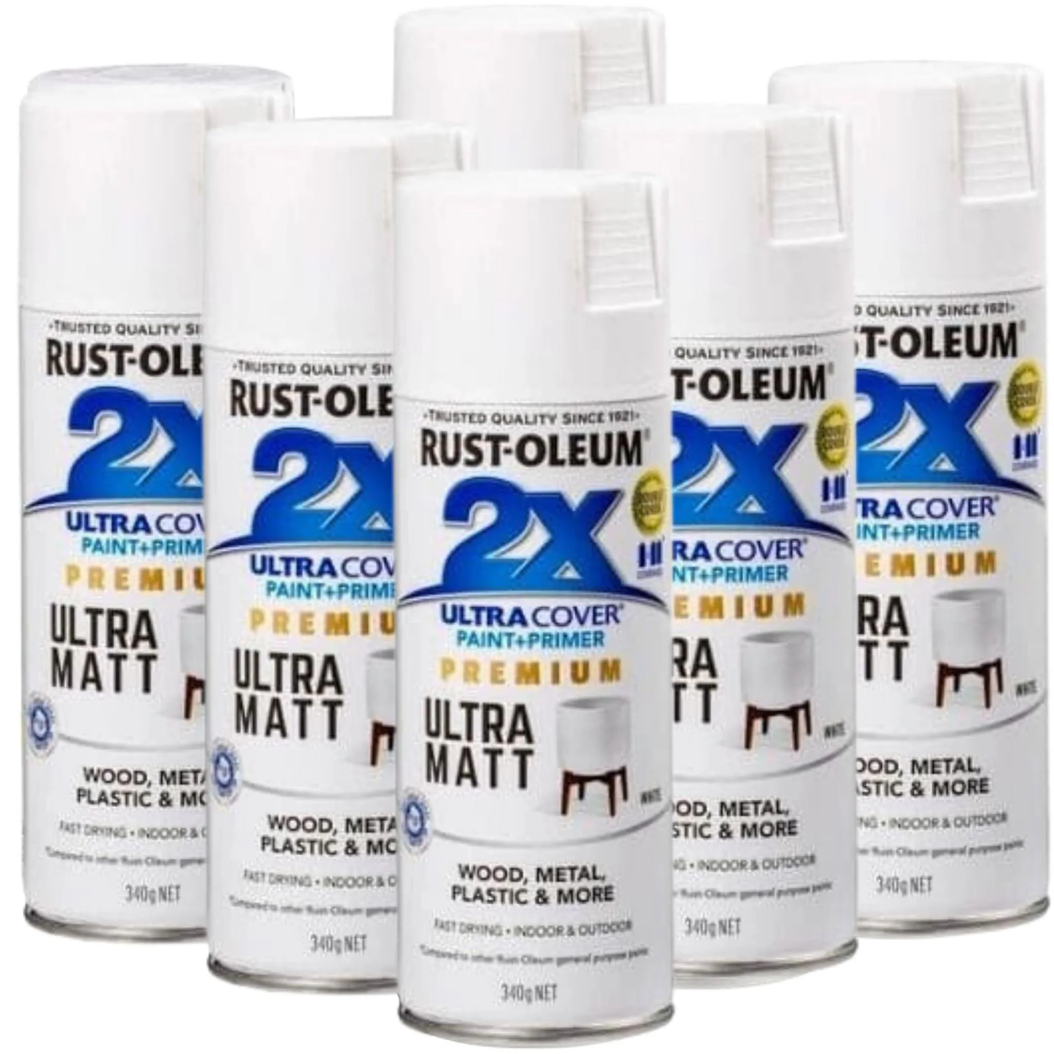 6 Cans | RUST-OLEUM 2X ULTRA COVER PAINT & PRIMER IN ONE | 357855 Matt White