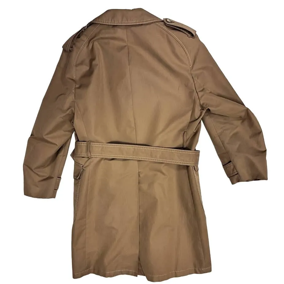 70s Men VTG Cortefiel Brown Trench Coat Made in Spain Sz 42 M