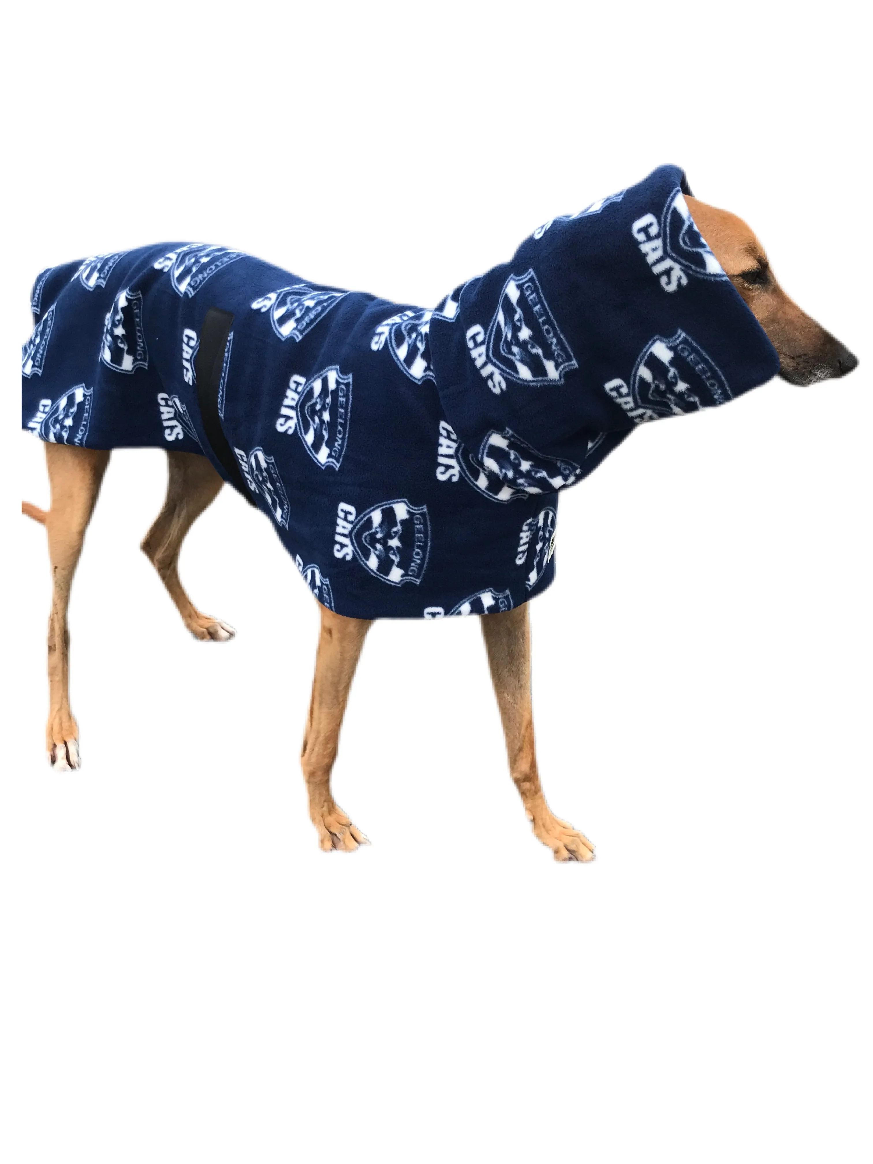 AFL Geelong inspired greyhound coat deluxe style double polar fleece washable
