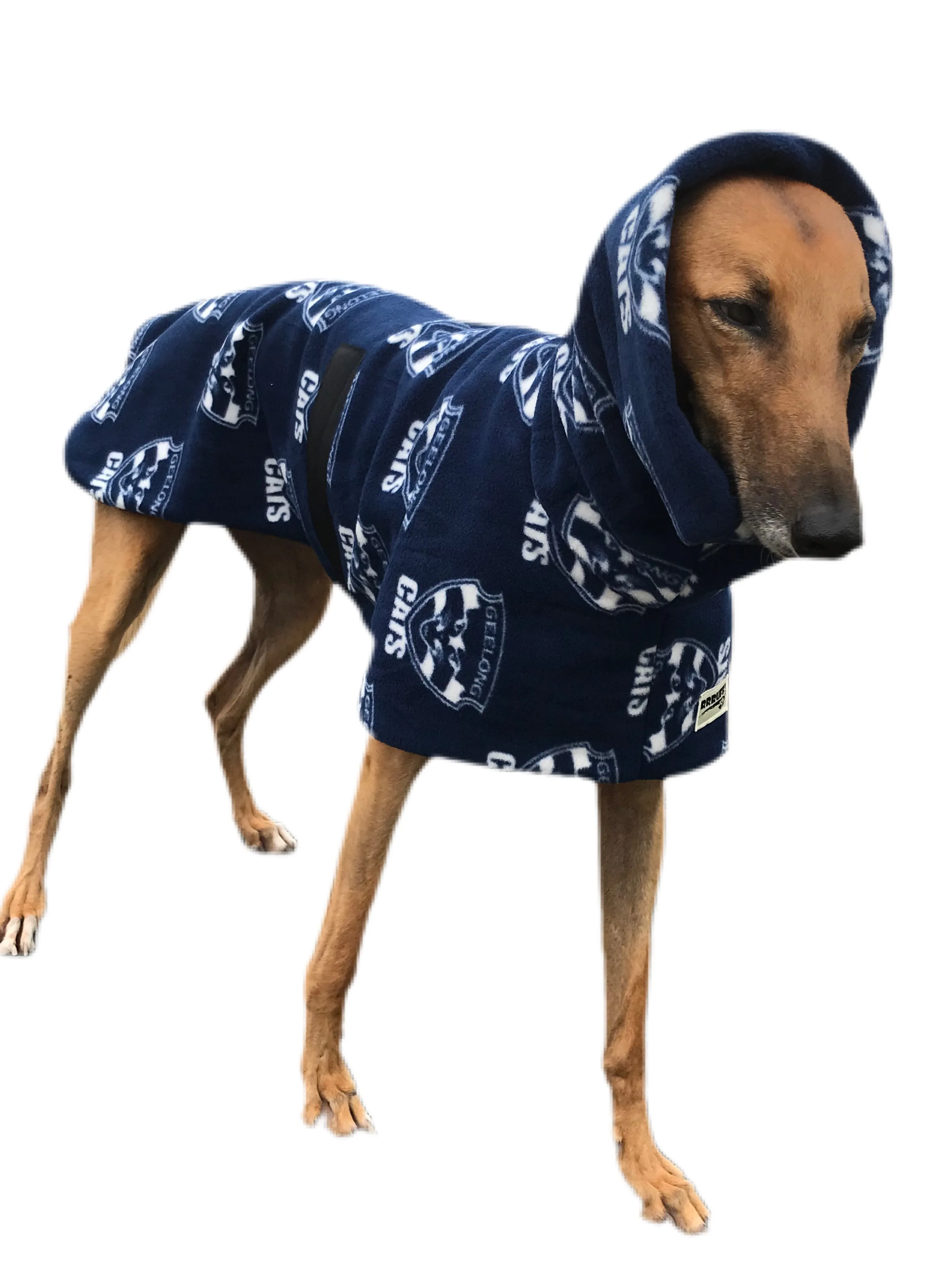 AFL Geelong inspired greyhound coat deluxe style double polar fleece washable