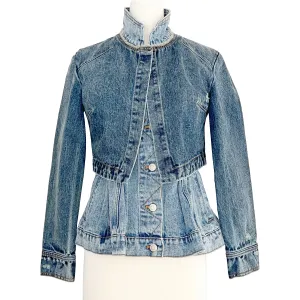 Alexander McQueen Layered Fitted Multi-panel Denim Jacket Size US 4