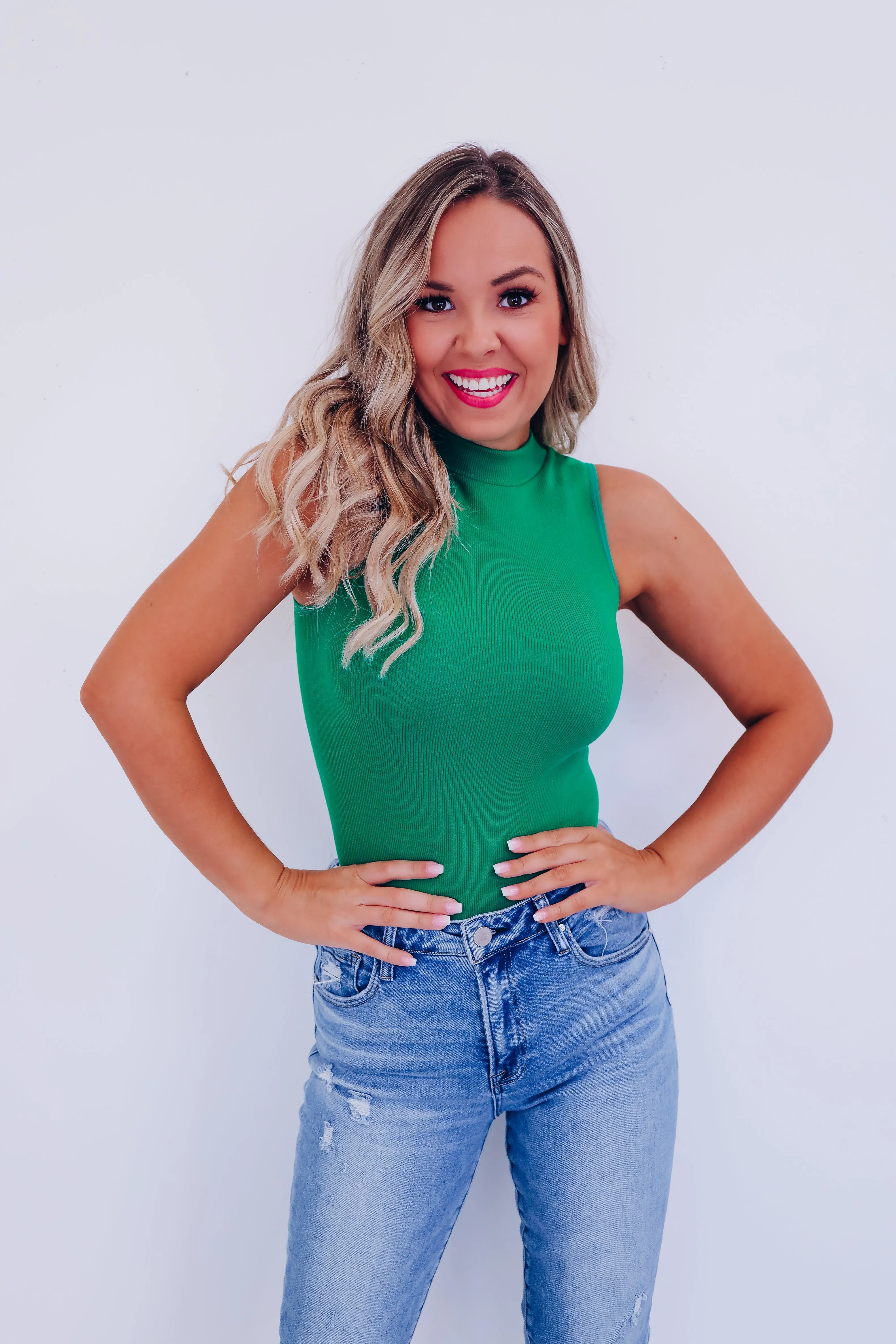 Always Classy Mock Neck Tank - Green
