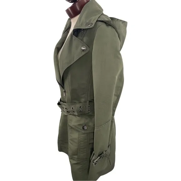 Andrew Marc Women’s Olive Trench Khaki Utility Jacket Size Large
