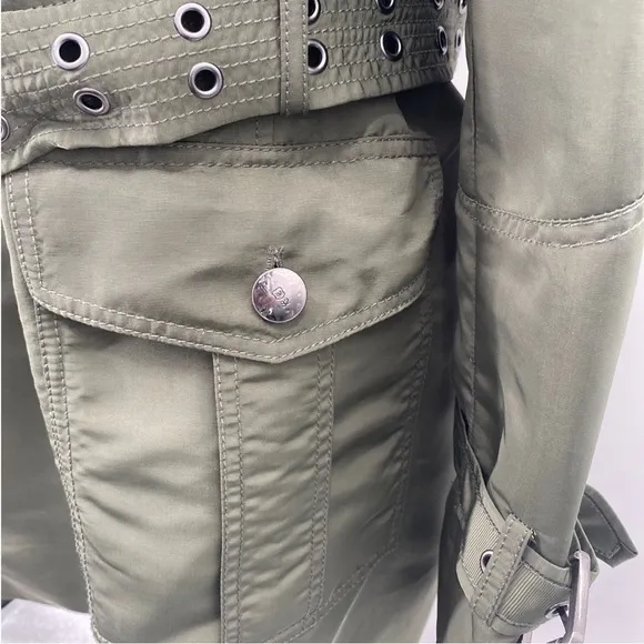 Andrew Marc Women’s Olive Trench Khaki Utility Jacket Size Large