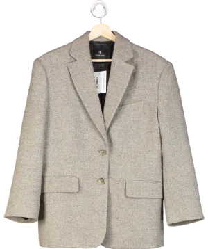 Anine Bing Brown Quinn Herringbone Single Breasted Blazer UK S