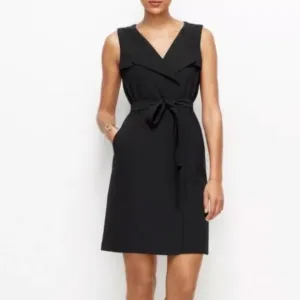 Ann Taylor Sleeveless Trench Wrap Dress Black Size 8
