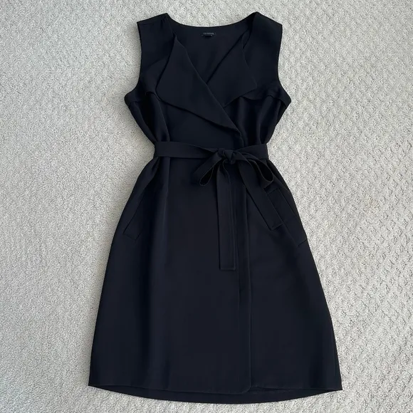 Ann Taylor Sleeveless Trench Wrap Dress Black Size 8