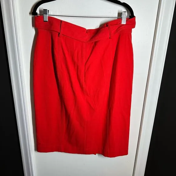 Ann Taylor Trench Pencil Red Belted Button Skirt NWT Size 12