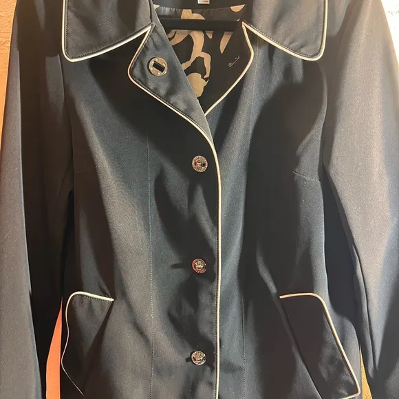 Anne Klein Black and White Trench Coat with Wide Collar