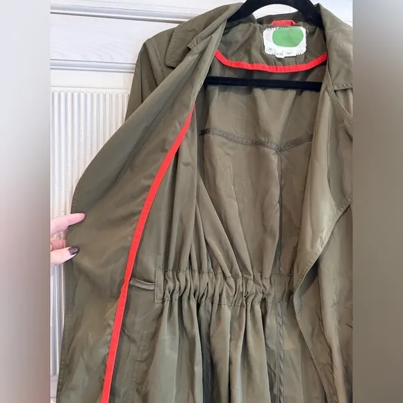 ANTHROPOLOGIE Gisborne Obi Trench Army Green Jacket, Small