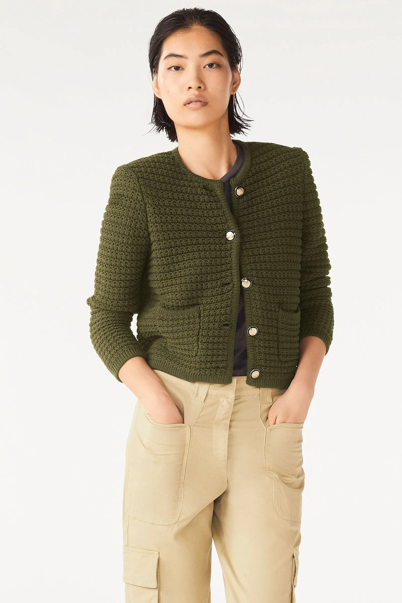 Ba&sh Gaspard Cardigan in Kaki