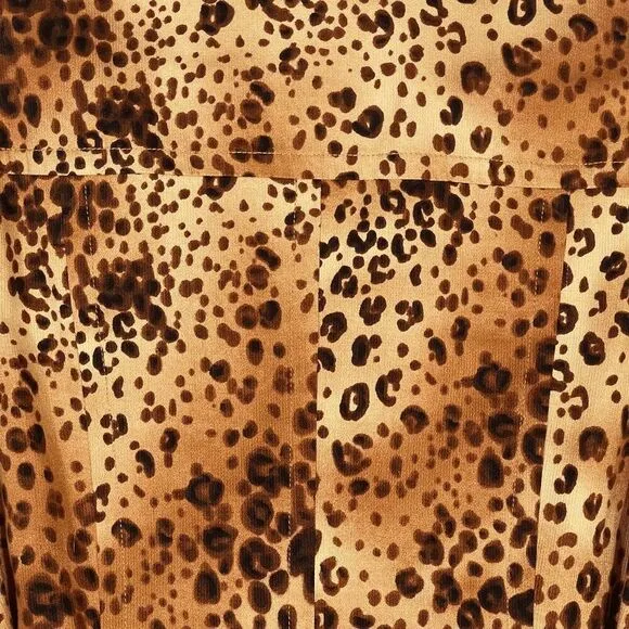 Bandolino Animal Print Corduroy Belted Trench Coat Leopard Womens Size 8 Leopard