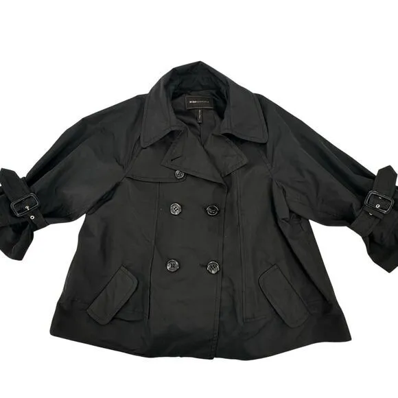 BCBG Maxazria Belted Trench Coat Jacket‎ Cropped Button Front Y2K Women's Sz M