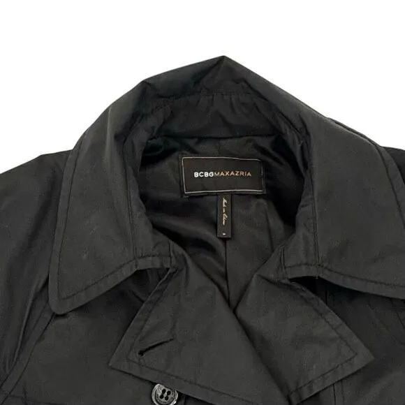 BCBG Maxazria Belted Trench Coat Jacket‎ Cropped Button Front Y2K Women's Sz M