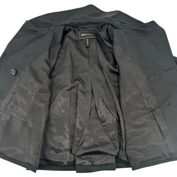 BCBG Maxazria Belted Trench Coat Jacket‎ Cropped Button Front Y2K Women's Sz M
