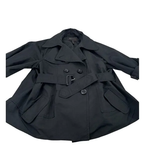 BCBG Maxazria Belted Trench Coat Jacket‎ Cropped Button Front Y2K Women's Sz M