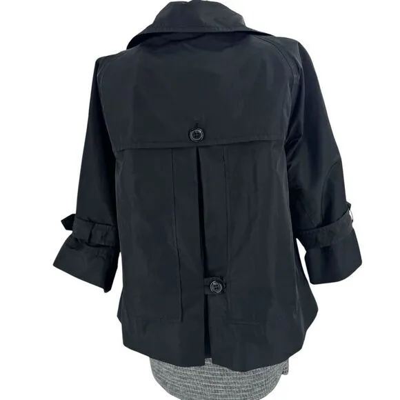 BCBG Maxazria Belted Trench Coat Jacket‎ Cropped Button Front Y2K Women's Sz M