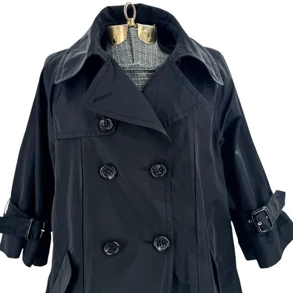 BCBG Maxazria Belted Trench Coat Jacket‎ Cropped Button Front Y2K Women's Sz M