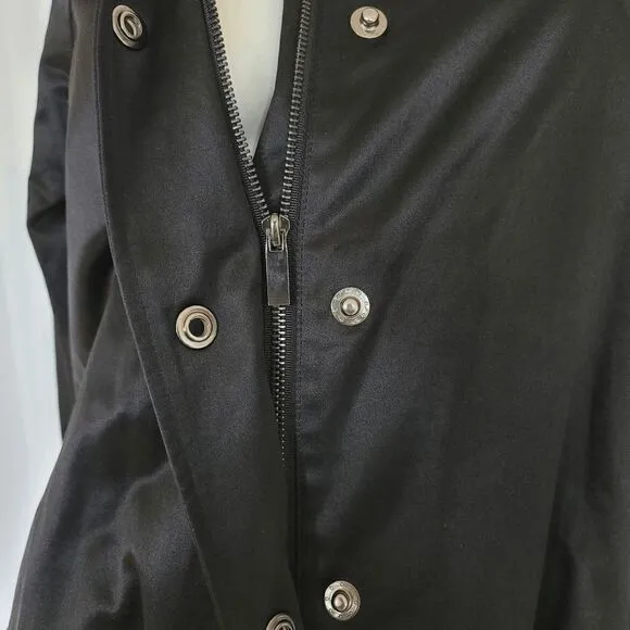 Bebe black satin sleek belted trench coat size XS