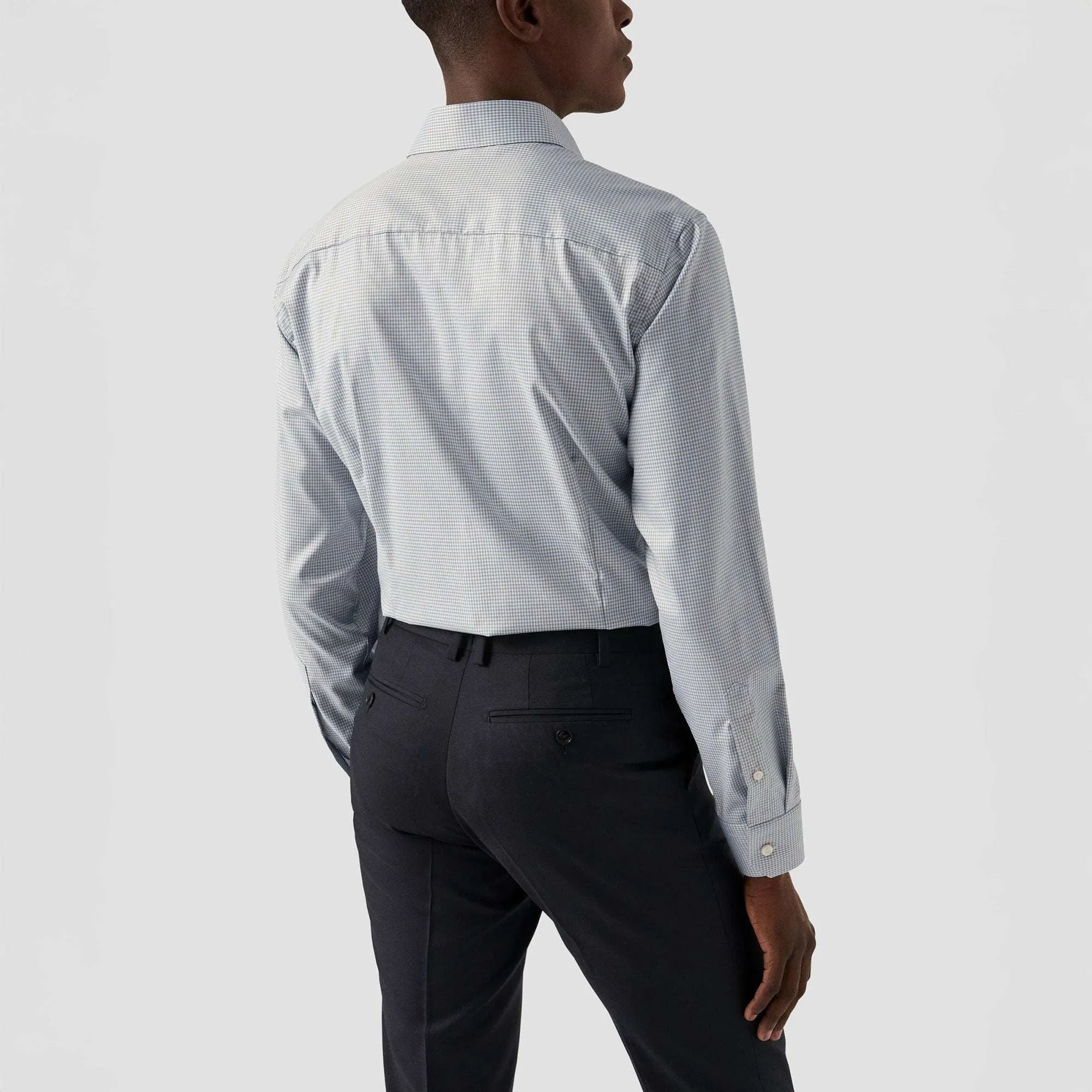 Beige Micro Check Cotton Tencel™ Lyocell Slim Fit Shirt - ETON