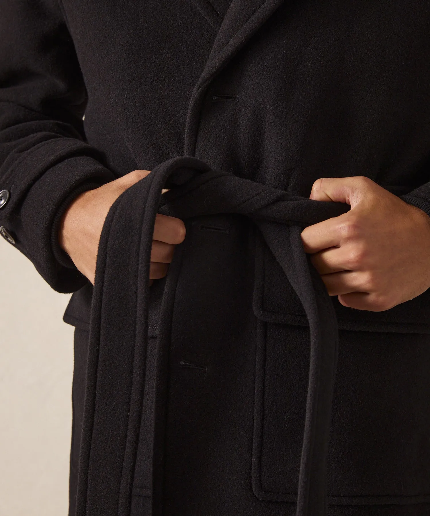 Belted Balmacaan in Black