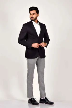 Black Knitted Dobby Blazer