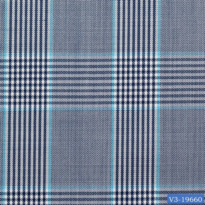 Blue with Aqua Plaid Check Long Suit
