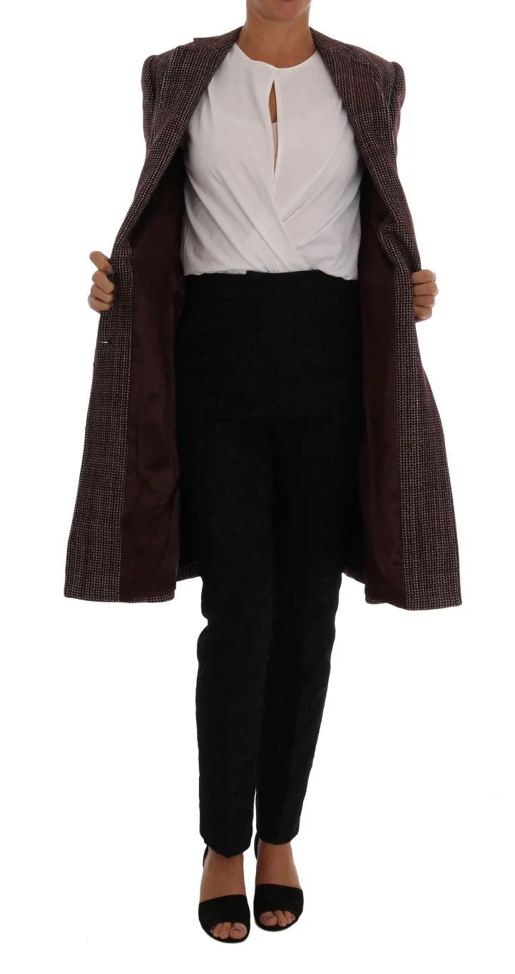 Bordeaux Wool Classic Tweed Coat