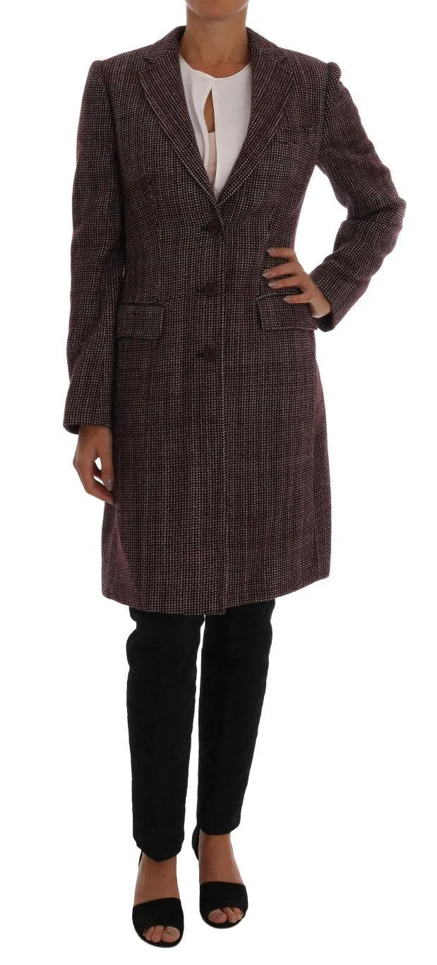 Bordeaux Wool Classic Tweed Coat