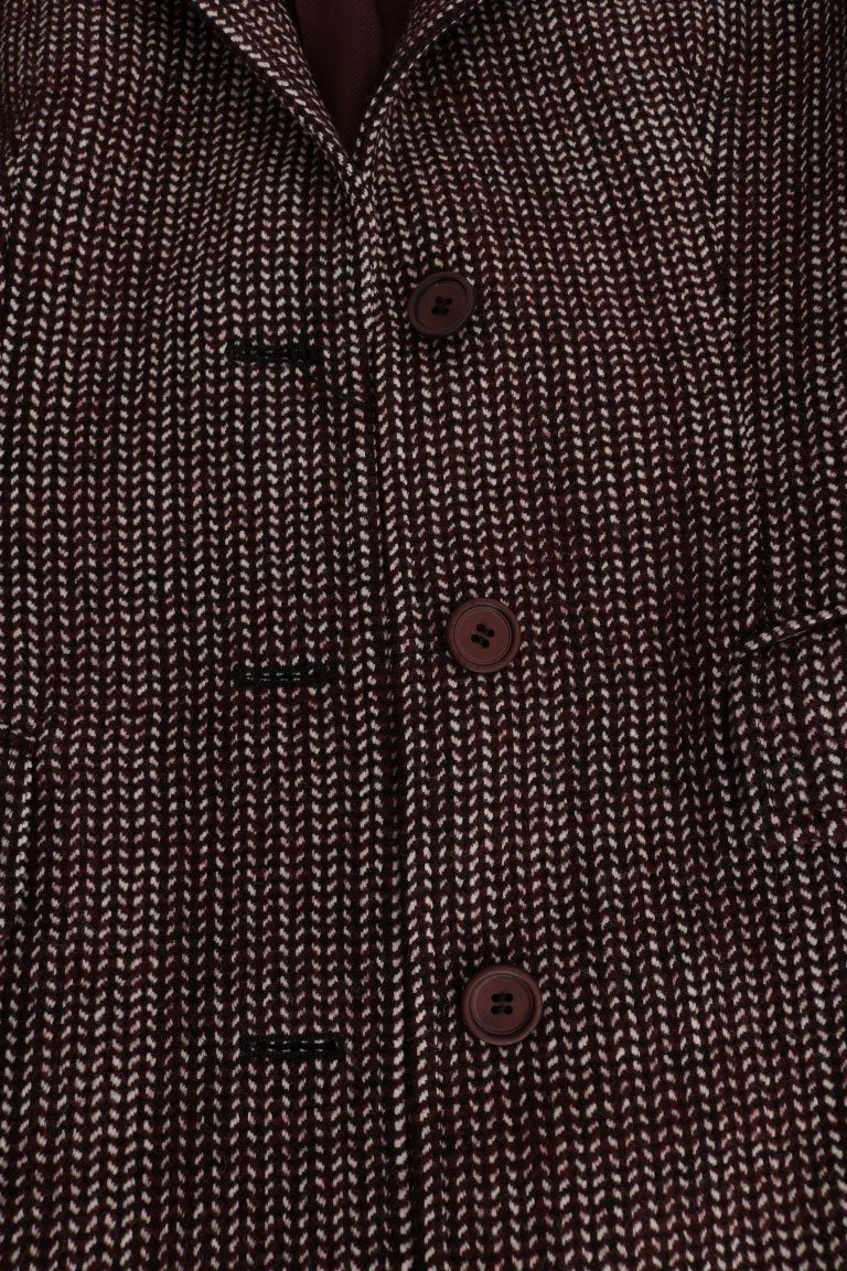 Bordeaux Wool Classic Tweed Coat