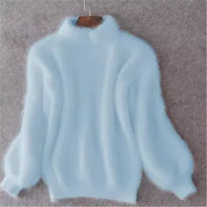 Brenda | Sweater in vintage Angora style: Loosely knitted and single-colored.