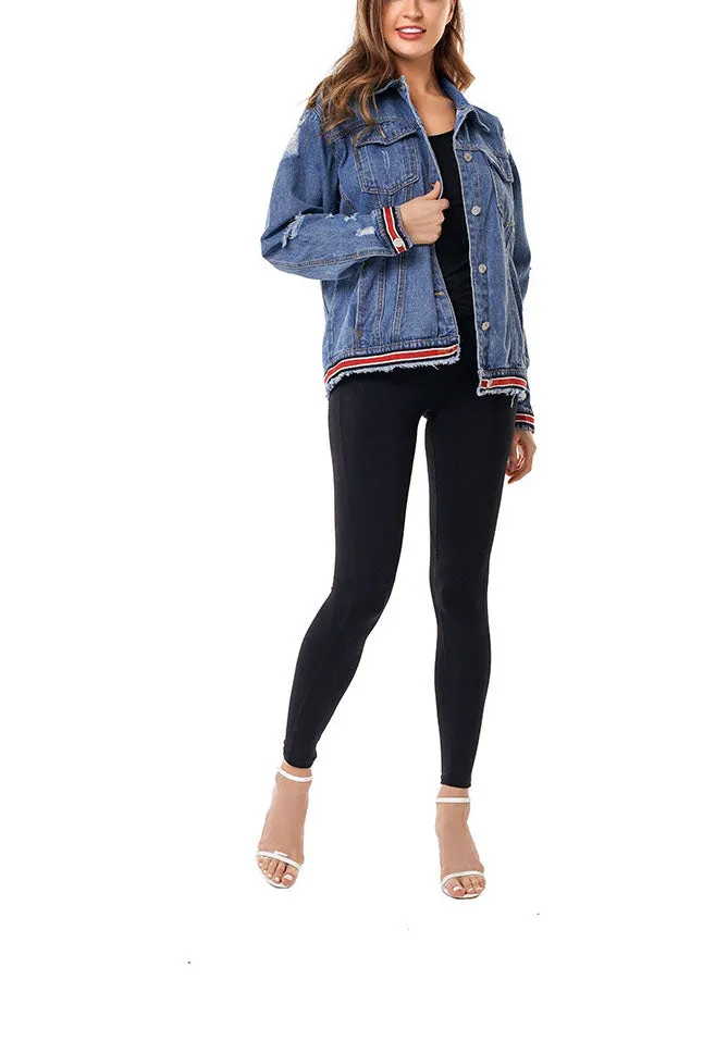 Broken Hole Loose Fashion Denim Jacket Female