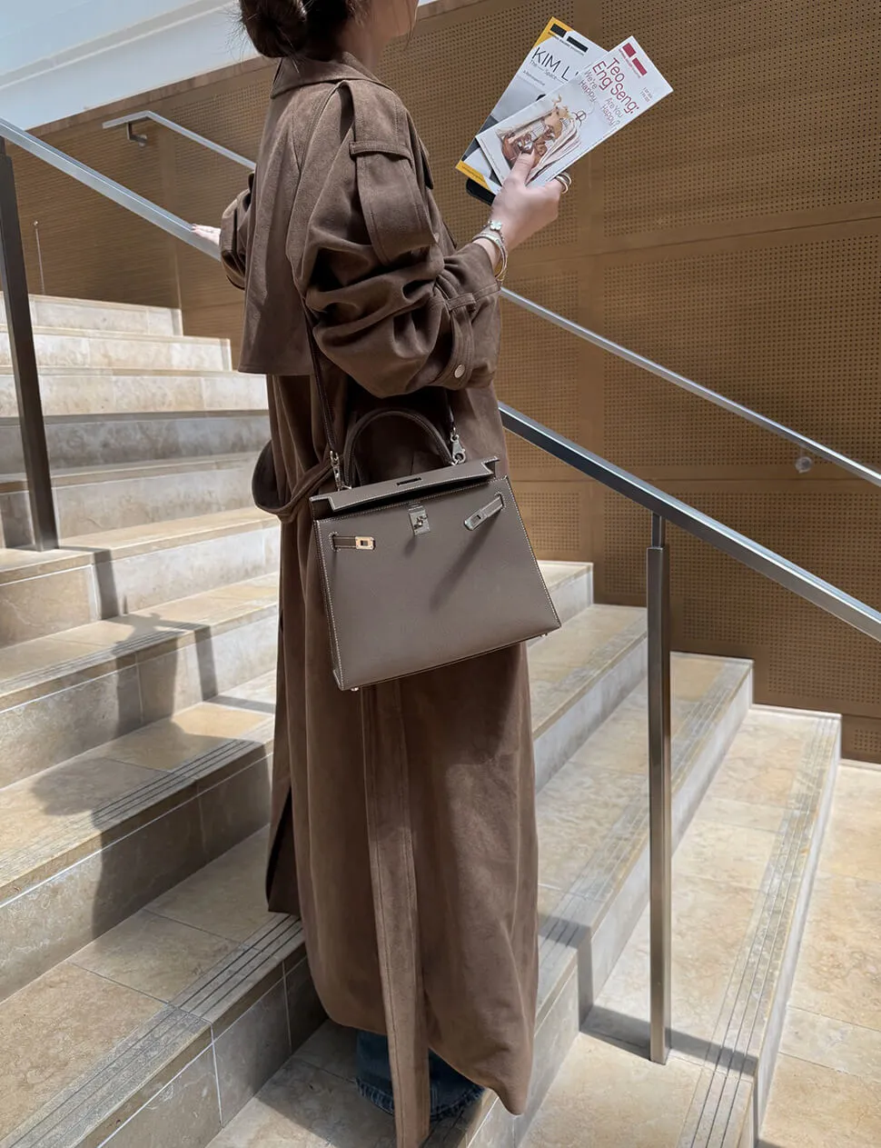 Brown Oversized Suede Trench Coat-PREORDER
