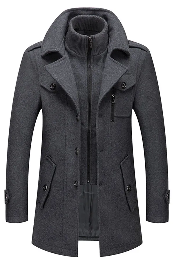 Business woolen coat fashion double collar cold-resistant woolen men's coat