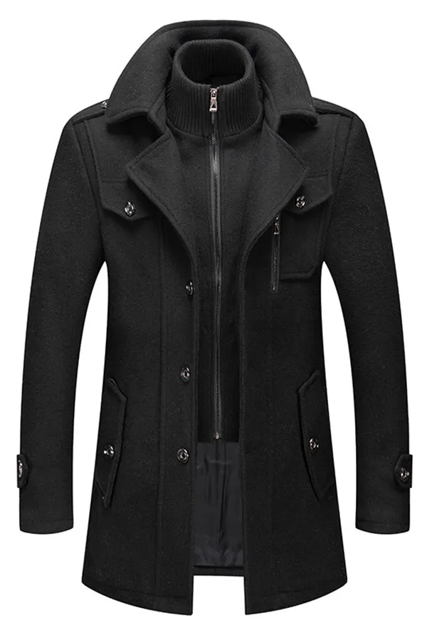 Business woolen coat fashion double collar cold-resistant woolen men's coat