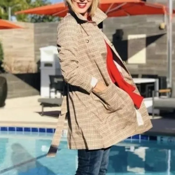 CABI Houndstooth Sherlock Trench Coat - Medium