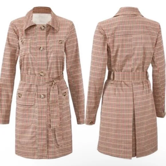 CABI Houndstooth Sherlock Trench Coat - Medium
