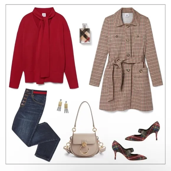 CABI Houndstooth Sherlock Trench Coat - Medium