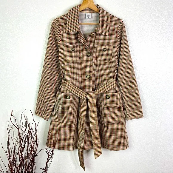 CABI Houndstooth Sherlock Trench Coat - Medium