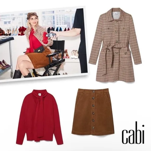 CABI Houndstooth Sherlock Trench Coat - Medium