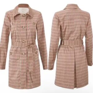 CABI Houndstooth Sherlock Trench Coat - Medium