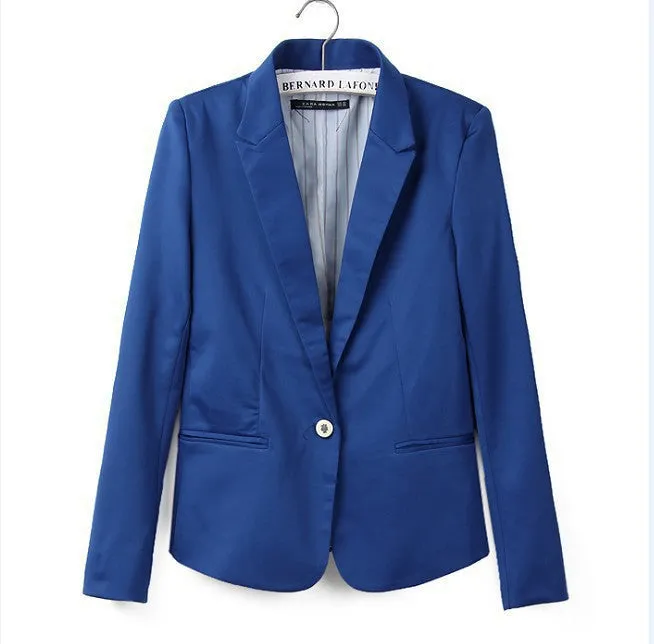 Candy Color Womens Blazer Single Button Slim Blazer Casual Suit Coat Plus Size XXL XS Blazer A7996