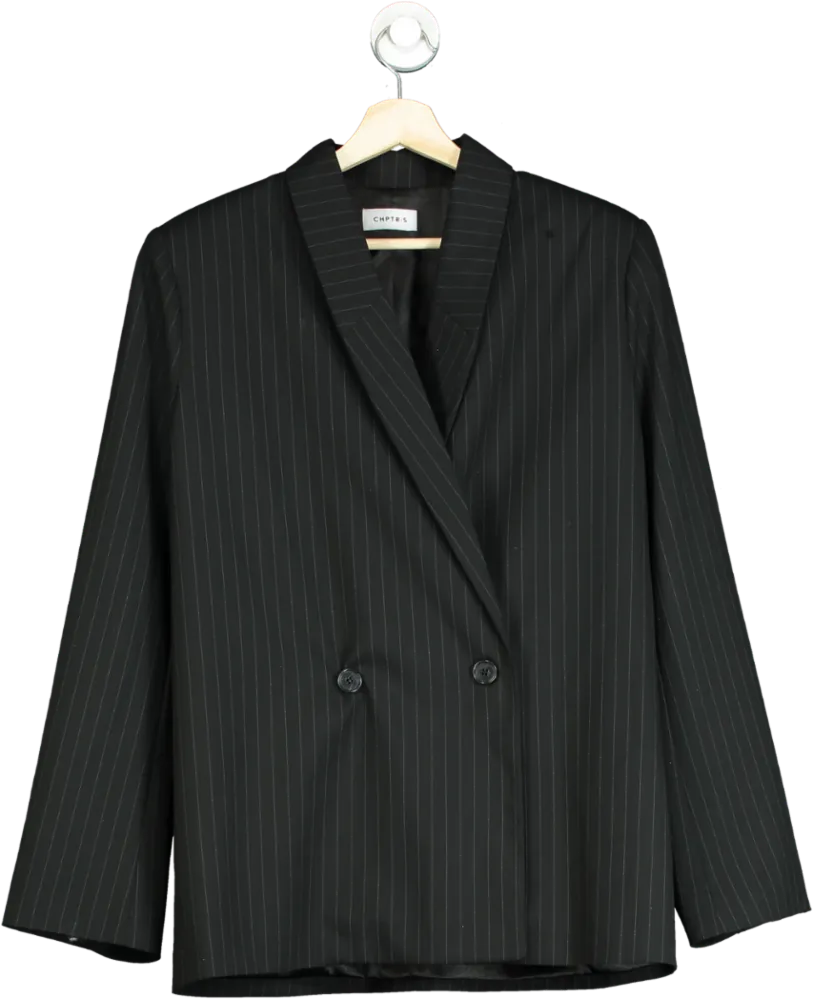 CHPTR-S Black Pinstripe Blazer UK 8