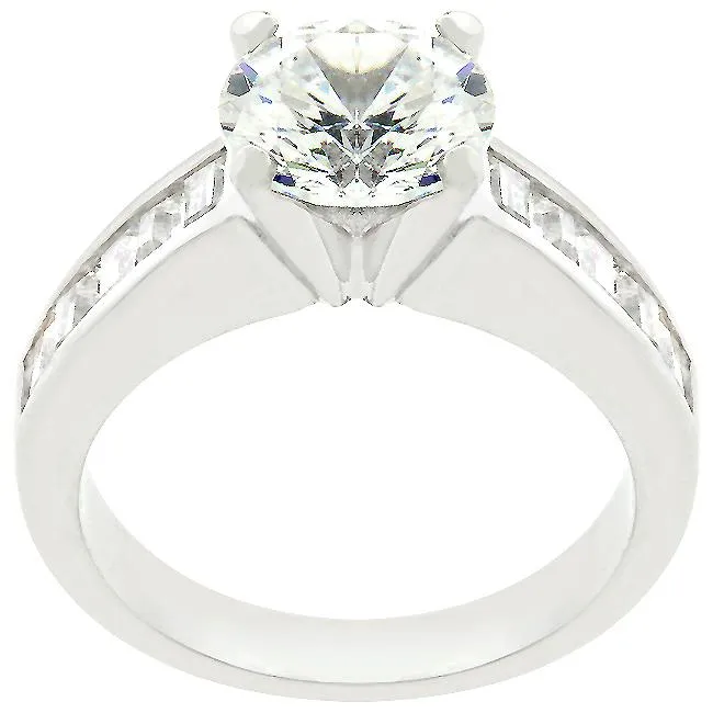 Classic Rhodium Plated Engagement Ring