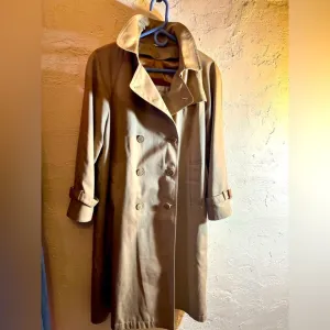 Classic Trench Coat Khaki Double-Breasted by Evan Picone, pockets, without belt